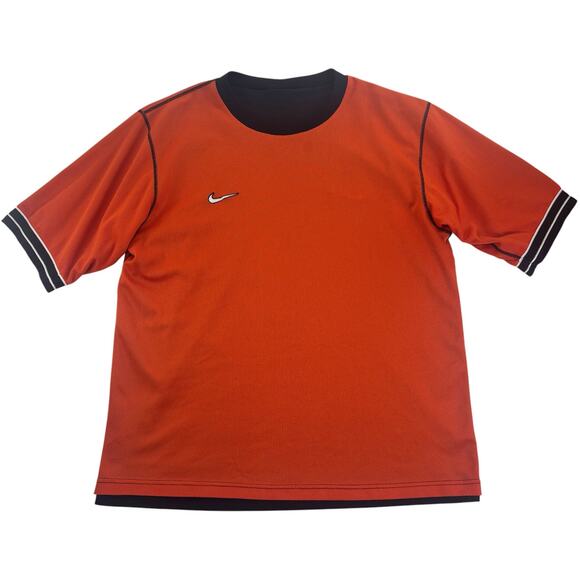 Vintage 90s Nike Orange Soccer Reversible Athletic Jersey Shirt Men's Large - Picture 1 of 7
